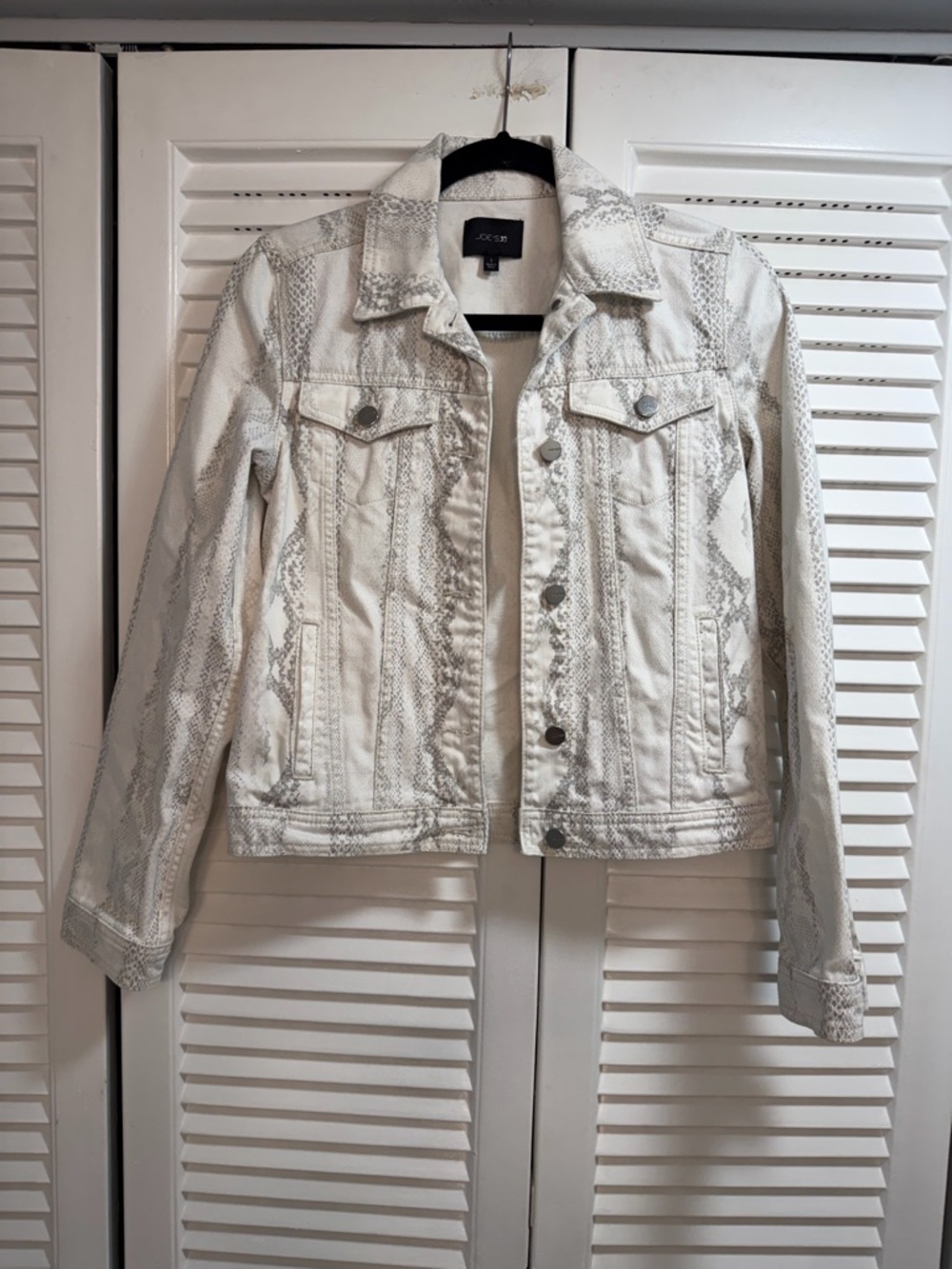 Joe's Jeans White Snakeskin-Effect Denim Jacket